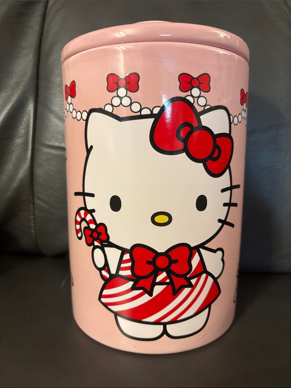 Hello Kitty Pink and Red Ceramic Storage Jar